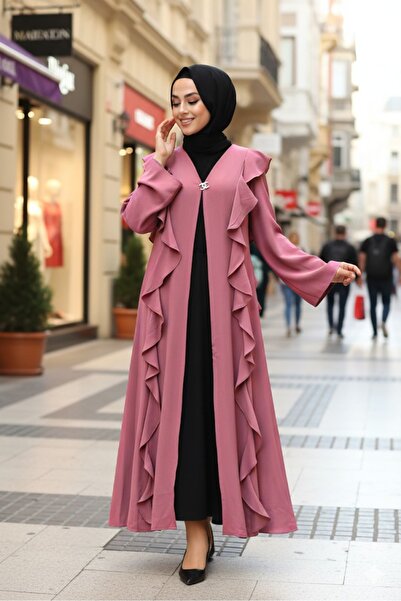 Neva Style Абая з деталями у вигляді воланів, суха троянда, 15402gk