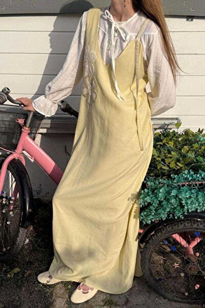 ZÜLAYS Çiçek Dantelli Jile Tereyağı Sarısı