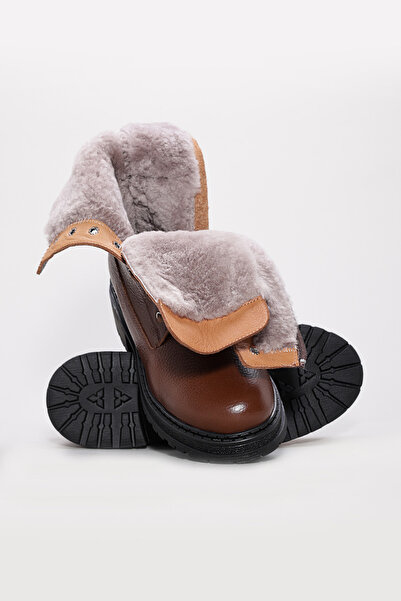 FAST STEP Hakiki Deri Kürklü Kadın Kalın Taban Bot 257KZA621