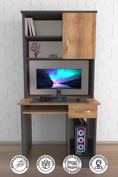 hediye kapında "Torry" Kitaplıklı Çalışma Masası Raflı Öğrenci Masası