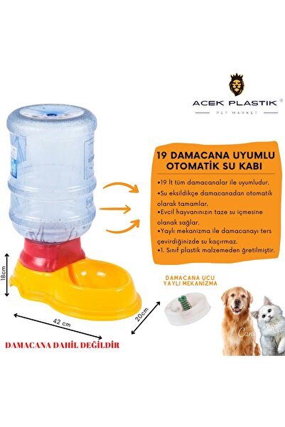 A.C.E.K PLASTİK Otomatik Kedi Köpek Suluğu 19lt Damacana Uyumlu [renk Değişke...