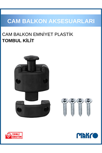 GLASSMAKRO am Balkon Kilidi Tombul Plastik Cam Balkon Emniyet Kilidi Siyah