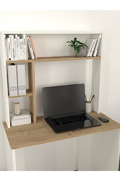 dorpek Ester Fonksiyonel Kitaplıklı Çalışma Masası Beyaz - Safir