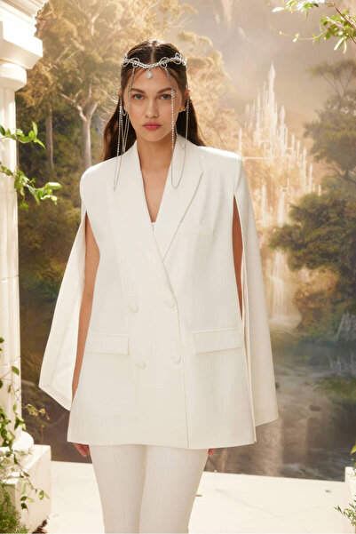 BE BLUE Ecru Cape Blazer