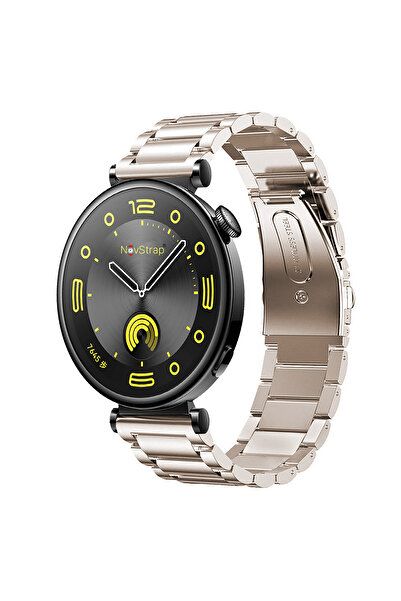 NovStrap Huawei Watch Gt4/Gt5/Gt6 41mm Watch 5/Gt5 Pro 42mm ile Uyumlu Kordon (18mm Pimli) Çelik Metal Kayış