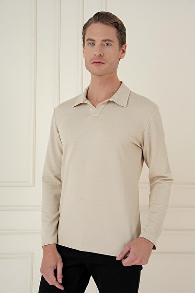 Efor TS 890 Slim Fit Bej Spor T-Shirt