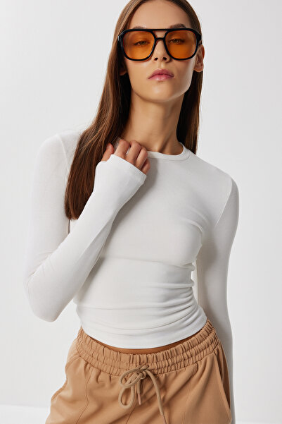 Lovelyİstanbul Велосипедна комір Basic В'язана блузка EKRU LCR0010