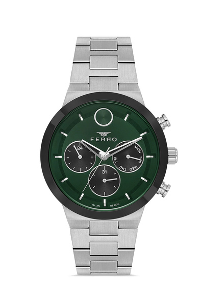 FERRO Silver Steel Cord Men's Wristwatch Fm11568Awt-J6 Functions Active 3 Atm Water Resistant