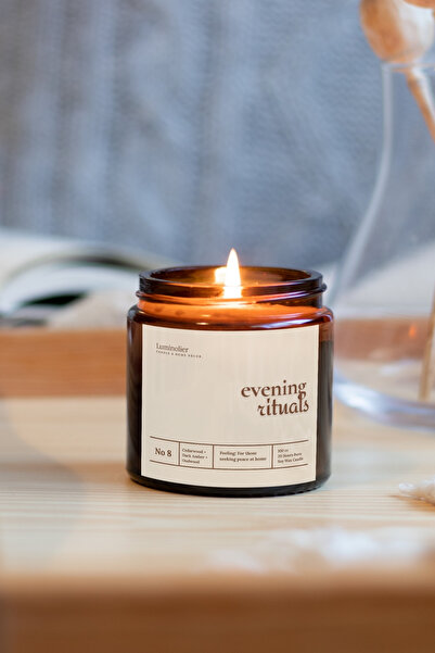 Luminolier Amber, Sedir & Ud Ağacı Kokulu Amber Cam Kavanoz Mum – %100 Doğal ...