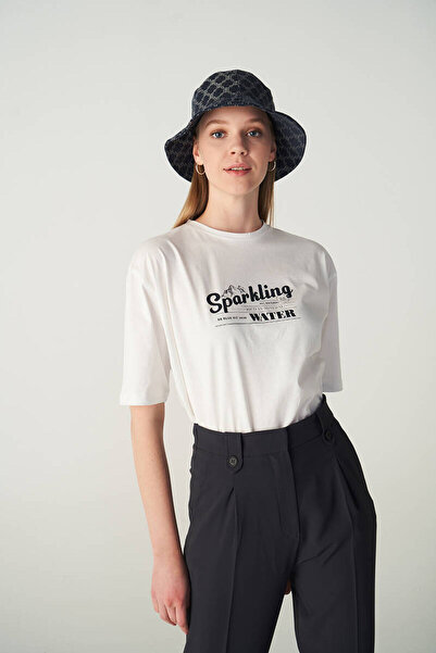 BE BLUE Sparkling Printed Cotton Oversized T-shirt