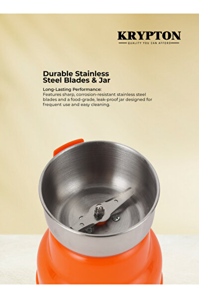 KRYPTON Coffee Grinder with Powerful Motor, Durable Jar and Blade/ Ergonomic Grip, Perfect for Grind
