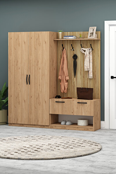 Avmpark Lora Portmanto 2 Kapılı Vestiyer Ayakkabılık Meşe