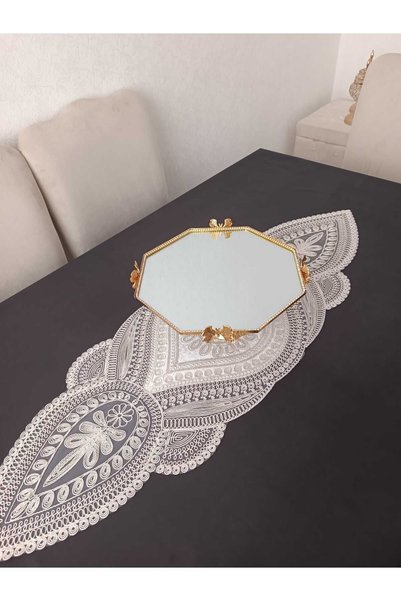 Ece's Design One Piece Şahmaran Model Masă de Sufragerie Luxury Runner Set Masă de Cafea Huse Cutie de Zestre Franceză Dantelată