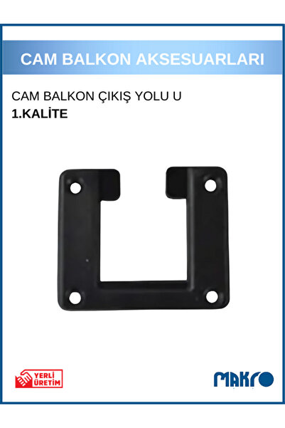 GLASSMAKRO Cam Balkon Plastik Çıkış Yolu U Siyah