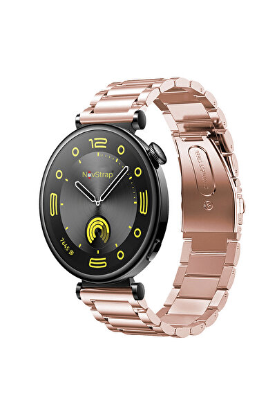 NovStrap Huawei Watch Gt4/Gt5/Gt6 41mm Watch 5/Gt5 Pro 42mm ile Uyumlu Kordon (18mm Pimli) Çelik Metal Kayış