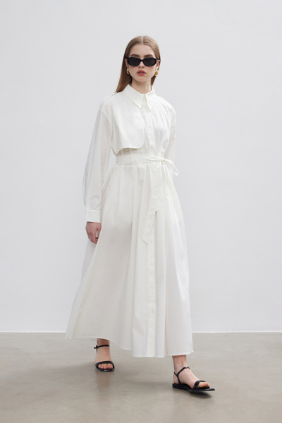 BE BLUE EKRU PAMUKLU TRENÇ ELBİSE