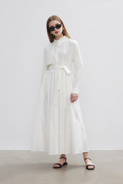 BE BLUE EKRU PAMUKLU TRENÇ ELBİSE