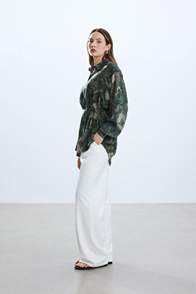 BE BLUE ΠΡΑΣΙΝΟ ΦΛΟΡΑΛΙΚΟ ΣΧΕΔΙΟ VINTAGE ΠΟΥΚΑΜΙΣΟ