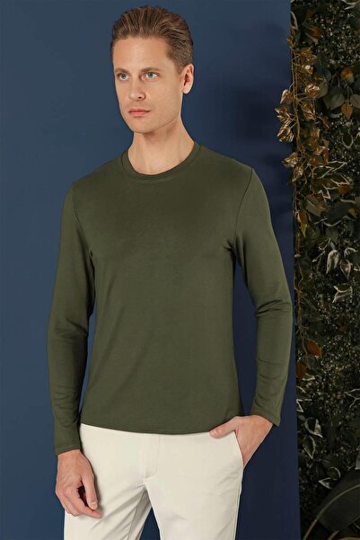 Efor TS 870 Slim Fit Haki Spor T-Shirt