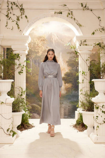 BE BLUE SILVER STONE SATIN DRESS