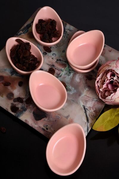 Keramika Light Pink Mini Gondola Snack Bowl / Sauce Bowl 8 Cm 6 Pieces