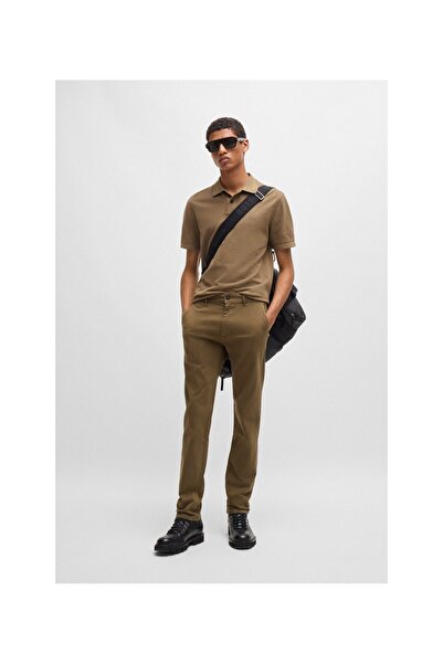 BOSS Streç Pamuklu Saten Slım-Fit Chino