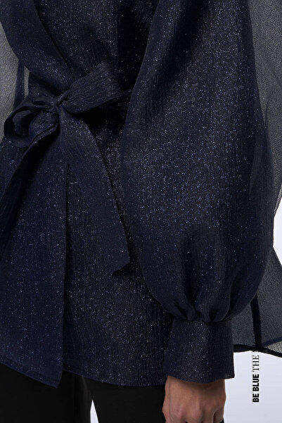 BE BLUE Тъмносиньо яке от органза