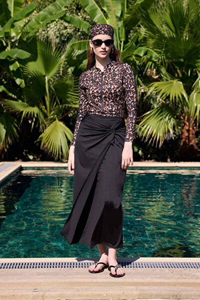 BE BLUE SİYAH PAREO TESETTÜR PLAJ ETEĞİ