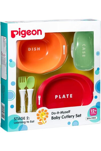 Pigeon مجموعة أدوات المائدة للأطفال من المرحلة الثانية - عبوة من قطعة واحدة