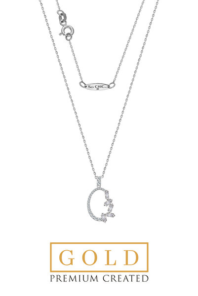 So CHIC... Beyaz Altın Sertifikalı Premium Created Taşlı 42 Cm Kolye