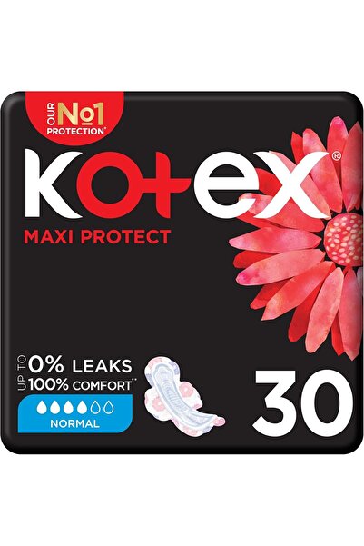 Kotex فوط صحية سميكة ماكسي بروتيكت من كوتكس، مقاس عادي مع أجنحة، 30 فوطة صحية
