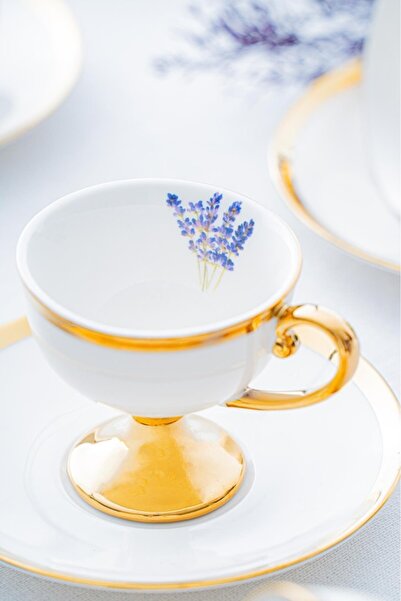 ACAR Miranda 6 Kişilik Porselen Kahve Fincan Takımı Model2 Krem 5176