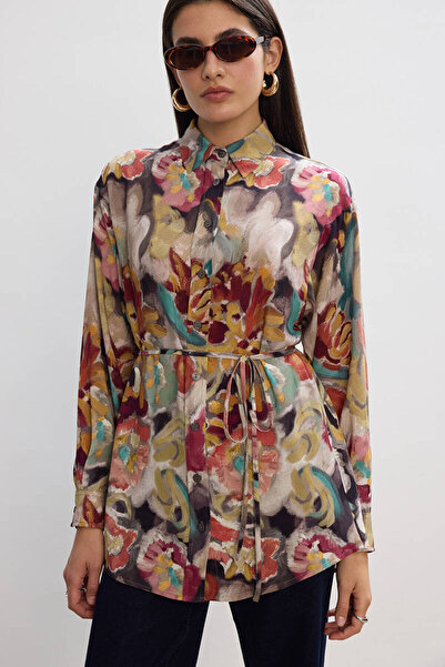 BE BLUE ΠΟΥΚΑΜΙΣΟ VINTAGE ΜΕ ΣΧΕΔΙΟ ΧΡΩΜΑΤΟΣ ΒΟΥΡΟΥΣΑ