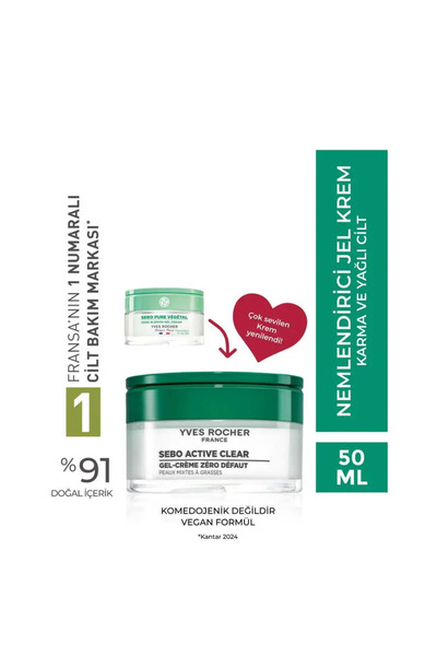 Yves Rocher Jel Krem - Karma ve Yağlı Cilt / Sebo Pure Vegetal