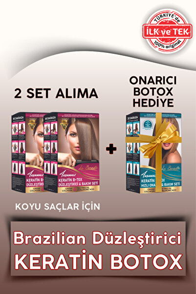 4 Aşamalı Keratin Botox 2 DÜZLEŞTİRİCİ + 1 ONARICI BOTOX Brezilya Fönü Set (KOYU RENKLİ SAÇLAR İÇİN)