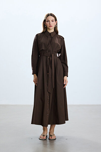 BE BLUE Βαμβακερό Aci Brown Trench Φόρεμα