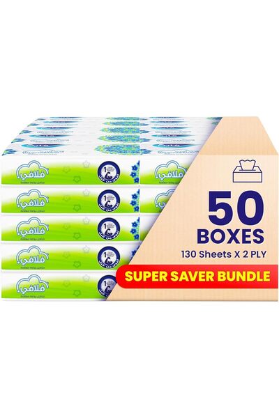 FINE Fluffy Facial Tissues 50 Boxes of 2 Ply x 130 Sheets