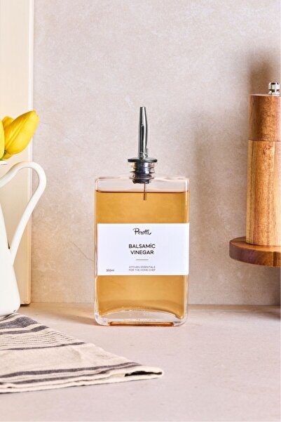 Perotti Molivet Silver Lid 350 ml Glass Oil Bottle-Vinegar Bottle 16320