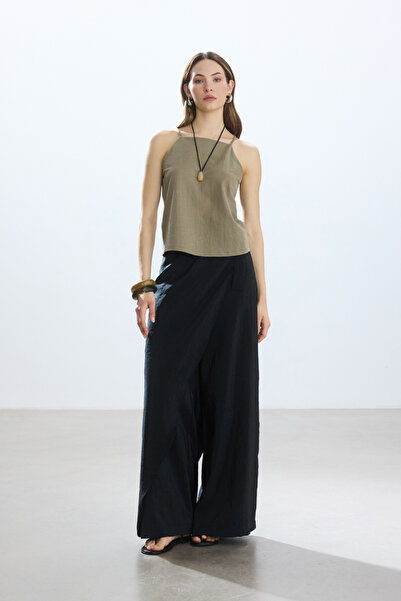 BE BLUE Black Pareo Fabric Trousers