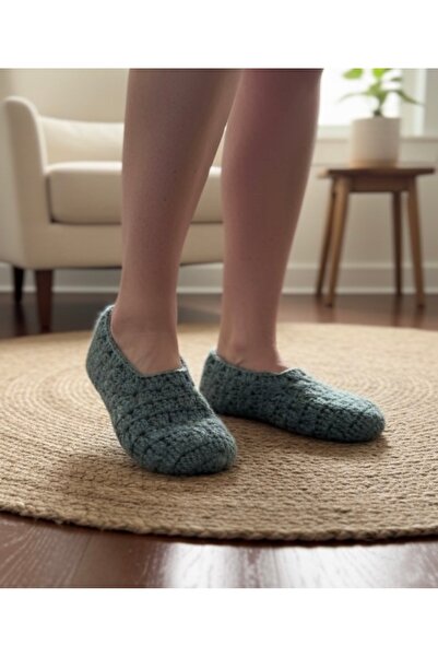 yucin Hand Knitted Ribbon Dowry Booties – Winter Home Shoes / Slippers / House Slippers