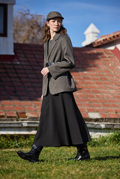 BE BLUE SİYAH ASİMETRİK VOLANLI ETEK