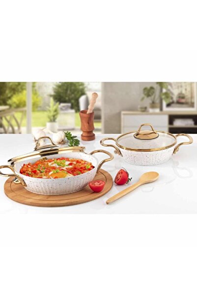 Lines Maya 4 Parça Granit Sahan Set Beyaz-Altın