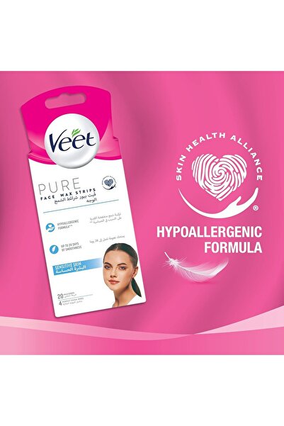 Veet Pure Face Wax Strips For Sensitive Skin – 20 Wax Strips