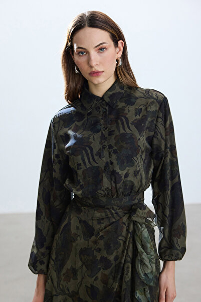 BE BLUE FLORAL DESENLİ BAĞLAMALI ELBİSE