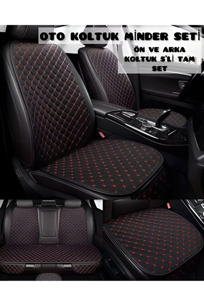 rebols طقم وسائد مقاعد السيارة من الجلد الصناعي مع جيوب - غطاء حماية للمقعد (...