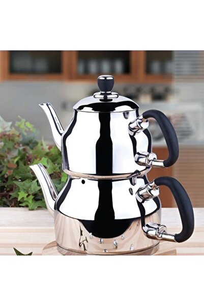 Özkent Symbol Mega Boy 4,9 Lt Paslanmaz Çelik Çaydanlık Siyah K334