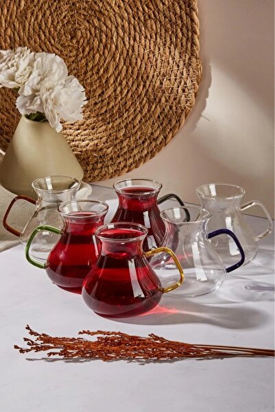 Perotti Ehl-I Keyf Colorful 6-Piece Borosilicate Glass Tea Cup Set 200ml 16013