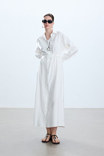 BE BLUE Φόρεμα εκλεκτής ποιότητας πουκάμισο ECRU - Κομψό και άνετο