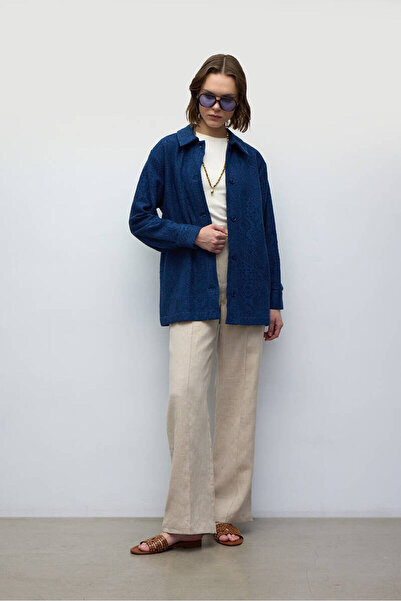 BE BLUE Темно-синій кроше-жакет