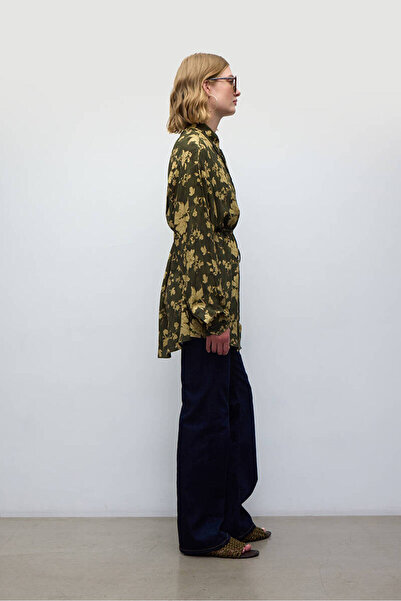 BE BLUE Vintage Πουκάμισο - KHAKI Floral Pattern